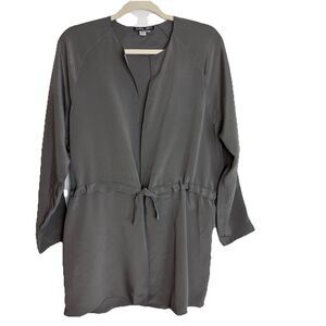 Maria Pinto 100% Silk Tunic Tie Grey Cardigan Minimalist Luxury Women’s Sz 1 / S